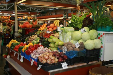 Puesto de vegetales en Riga